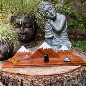 handmade red wood mountain shelf